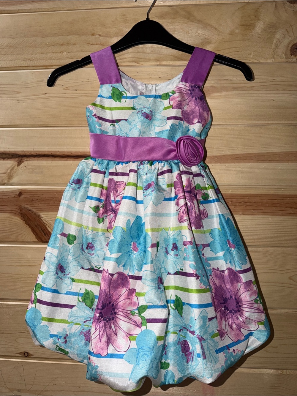 Jessica Ann White Floral Dress with Purple Accents